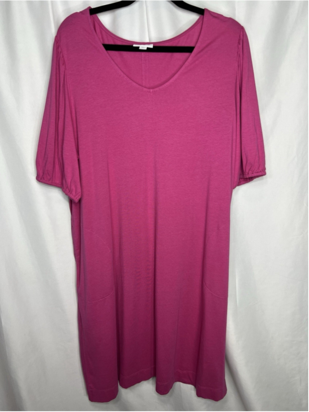 Womens J Jill Dress Hot Pink Short Sleeve Pockets Sz XL Soft Modal Blend Casual - Picture 2 of 11